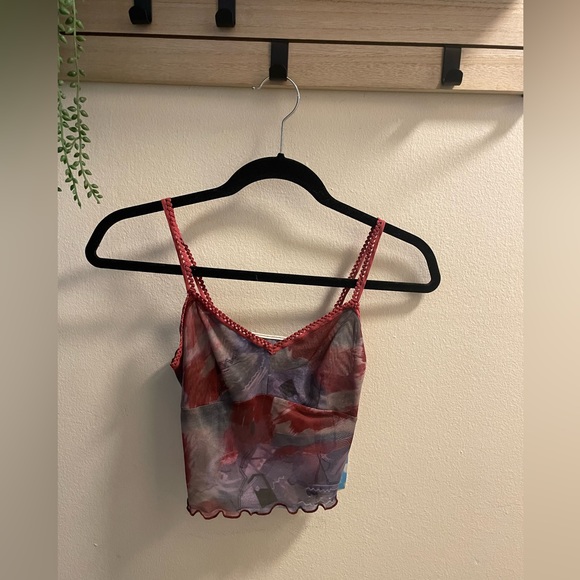 NWT- Sheer Patterned Crop Top - Picture 1 of 3